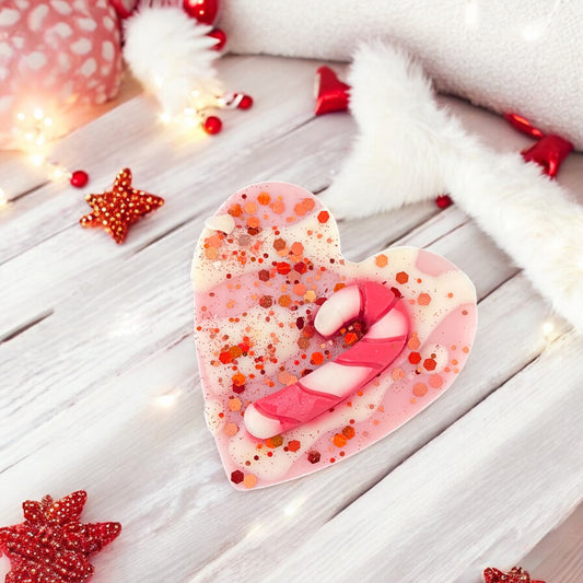 Candy Cane Heart Slab Wax Melt Shape